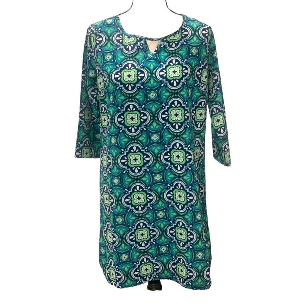 All For Color Womens Pacific Splash Sheath Dress Size S Boho 3/4 Sleeves